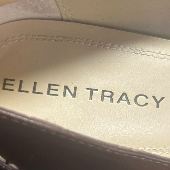 Ellen Tracy Womens Brown Leather Tassel Contrast Stitch Almond Toe Heels Size 8 - Picture 9 of 11